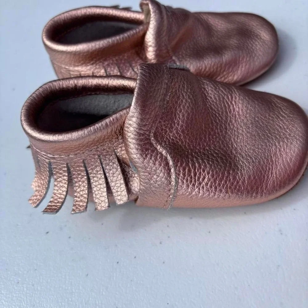 Moccasins toddler size 6 slip on‎ shoes fringe and glitter